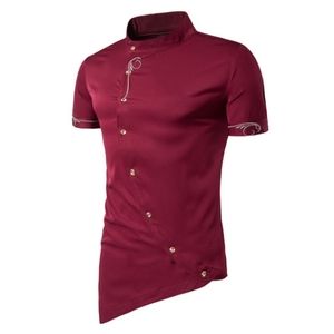 Men's Embroidery Design Dress Shirt - (M) Red